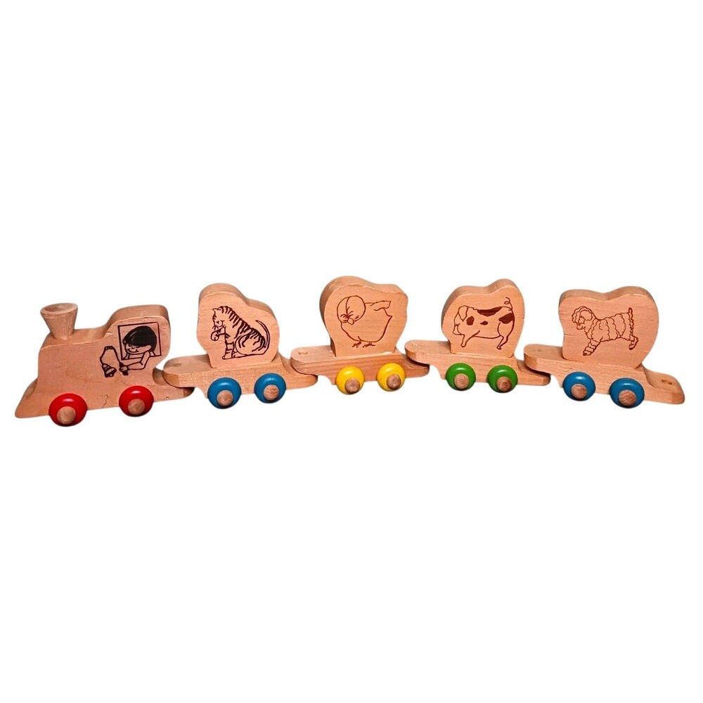 Vintage 5 Piece Animal Wood Train Set Wooden The Montgomery Schoolhouse Vermont